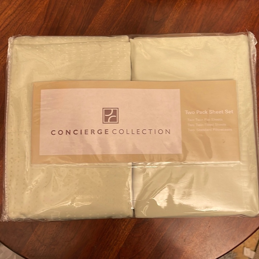Concierge Collection Two Pack Twin Sheet Set, Sage Color
